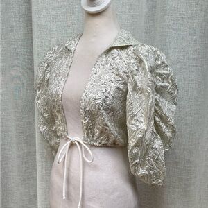 Vintage Silver metallic shiny half sleeve bolero jacket